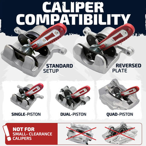 Heavy Duty Brake Pad Spreader And Caliper Piston Compressor Tool With Ratcheting Handle for multiple piston setups