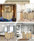 Heavy Duty Commercial Laundry Cart With Wheels Industrial Stainless Steel Linen Tote For Hotel Housekeeping in various settings.