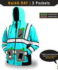 Blue depiction of Yellow Safety Jacket Hoodie With Premium Quilted Stitching Class 3 ANSI OSHA Compliant Mens Fleece Hoodie with pockets