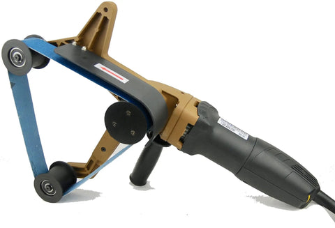 Heavy Duty 110V Variable Speed Pipe Polisher And Grinder with blue sanding belt and ergonomic handle