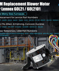 1/3 HP Furnace Blower Motor 115V 1075 RPM Four Speed Replacement for 60L21 60L2101 showing compatibility list