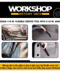 Flexible Crevice Tool Attachment for Wet Dry Vacuum Cleaners and tight spaces demo in car interior