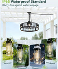 22 Inch Outdoor Ceiling Fan With Light For Patio And Pergola, Waterproof Gazebo Fan With Remote, IP65 standard image