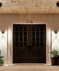 Atwood 11 Inch Outdoor Wall Light In Brown Stone Finish With Light Umber Mist Glass 1 Light Exterior Wall Sconce by double doors
