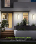 10 Inch Outdoor Wall Mount LED Sconce Light Dope Weatherproof UV Resistant Brushed Nickel Dimmable Exterior Fixture