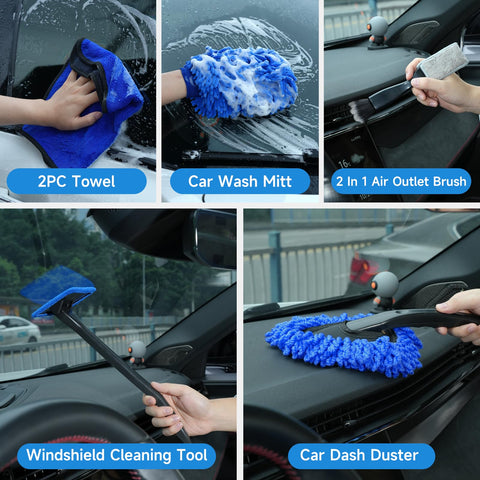 All In One 36 Piece Car Detailing Kit With Drill Brushes, Interior Exterior Cleaning Tools including towels and wash mitt