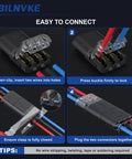 Step-by-step usage of 3 Wire Plug In Connector with Locking Buckle 18 to 22 AWG Pack of 20 for vibration-proof wiring.