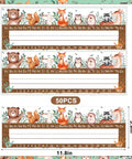 Set Of 50 Woodland Friends Alphabet Name Tags With Adhesive Dots For Classrooms, 3.9 By 11.8 Inch, Traditional Manuscript Style