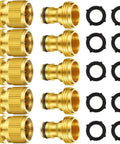 Five Set Garden Hose Quick Connect Fittings Brass Quick Connectors Three Quarter Inch GHT Includes Extra Rubber Washers Male And Female Ends Easy Snap On Leak Proof Hose Connector Set
