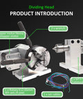 K12-65mm Rotary Table With 54mm Tailstock And 4 To 1 Reduction For CNC Router Engraver 4th Axis Includes K02-63mm 4 Jaw Chuck And Nema17