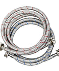 Ultra Wide 4 Ft Washing Machine Hose Set With Straight Connectors Three Quarter Inch NPT Fittings Stainless Steel PVC Build