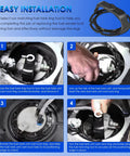 Installation steps of Direct Replacement Fuel Pump Lock Ring For Buick Cadillac Chevrolet Dodge Ford GMC Hummer Isuzu Jeep Lincoln Mazda Pontiac Ram Saab Saturn Suzuki Volkswagen GM Fits OEM Specs, No Fuss Install, Universal Lock Ring Clip