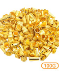 Bright Golden Mixed Flower Spacer Bead Caps Set Alloy Cone Bead Caps Jewelry Findings for DIY Crafts, 100 Gram Pack, 110-150 Pieces