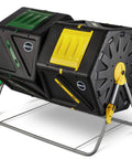 Dual Chamber Compost Tumbler With 2 Sliding Doors About 55 Gallons Total Easy Turn System All Season Heavy Duty High Volume