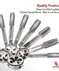 Array of tap and die tools in different sizes, including M14x1.5 Tap and Die Set for Metalworking, Right Hand Metric Thread Kit in High Speed Steel