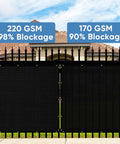 6 Foot By 50 Foot Privacy Screen Fence Heavy Duty Windscreen 220 GSM HDPE With 98 Percent Coverage Black installation comparison