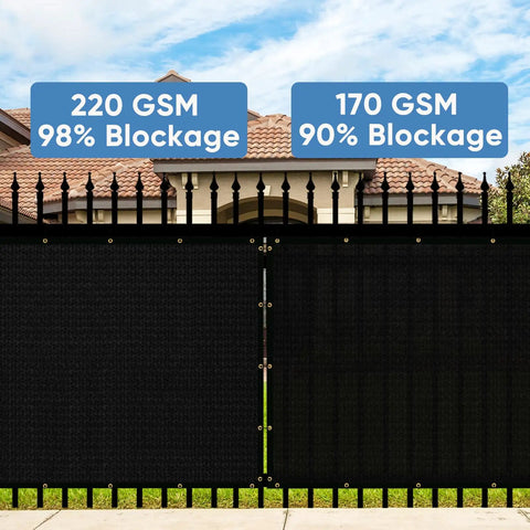 6 Foot By 50 Foot Privacy Screen Fence Heavy Duty Windscreen 220 GSM HDPE With 98 Percent Coverage Black installation comparison