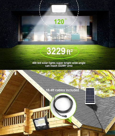 JUDYSSY Solar Led Flood Light Street, Ip65 Waterproof Outdoor Bright Security Lighting Lamp, Night Garden Floodlight Ligent Light Control Lamp，Black-200W, 3229ft area coverage.