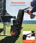 Heavy Duty Trailer Dolly With 1000 Lb Tongue Weight Support Swappable 2 And Two Fifteenths Inch Hitch Balls Pneumatic Tires for easy RV boat transport, showcasing electric assist feature.
