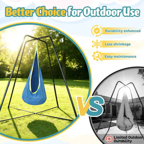 Heavy Duty Sensory Swing With Stand And Pod Chair Set Metal X Frame Hammock Chair Stand For Home And Outdoors