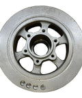 Heavy Duty Damper Pulley Replacement Compatible With Re500917 For Tractors And Combines, silver metal, five-spoke design.