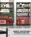 72 Inch Heavy Duty Metal Storage Shelves With 2400 Lbs Total Capacity For Garage And Warehouse Use Adjustable Shelving Units Built To Handle Oil Water And Tools 16 By 35.5 By 72 Inches showing kitchen appliances and cookware
