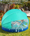 Kiddie Pool With Canopy And Shade For Backyard Water Play 40 Inch Foldable Toddler Pool With Sun Shelter and mesh window