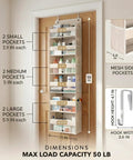 Premium Six Tier Over The Door Shoe Organizer In Durable Soft Ivory Fabric For Closets And Entryways dimensions and design features
