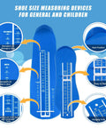 Two Pack Foot Measurement Kit For Accurate US Shoe Size Men Women Blue Includes Tape Measure Ring Sizer Small Ruler And Easy To Read Foot Sizer For Home Use Family Friendly Sizing. blue ABS PVC foot size measuring device for men, women and kids, heel position