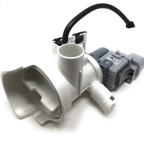 Washer Drain Pump 00436440 Replacement, Beefy 436440, side angle view showing drain hose inlet design.