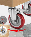Heavy Duty 5 Inch Locking Swivel Caster Wheels For Furniture With Threaded Stem And Surefire Side Brake on wood and tile floors.