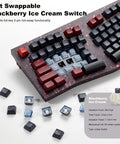 Slick Aluminum Mechanical Keyboard Boasting Ergonomic Split Alice Layout with Hot Swappable Blackberry Ice Cream Switches.