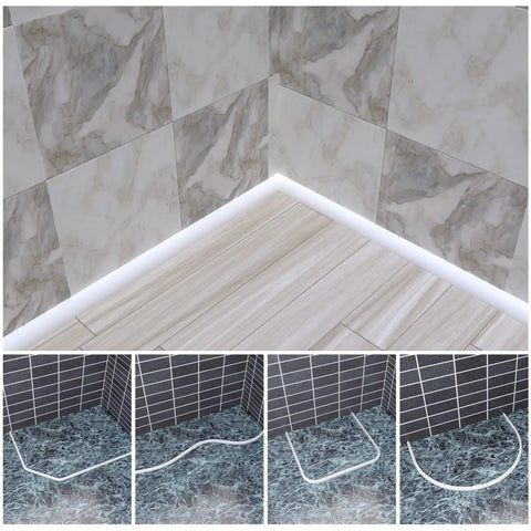 Flexible 98 Inch Peel-And-Stick Quarter Round Molding Made Of Silicone Rubber Water Barrier for showers and counters in use
