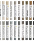 Dead On Color 20 Piece Furniture Repair Wax Crayons Kit with gray and neutral wood filler sticks for scratch repair.