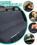 Image showing Waterproof Dog Car Seat Cover For Back Seat In Trucks Nonslip Bench Protector For Cars Fits Ford F Series Ram 1500 with seat anchors, velcro openings, snap buckles, and large pocket details.