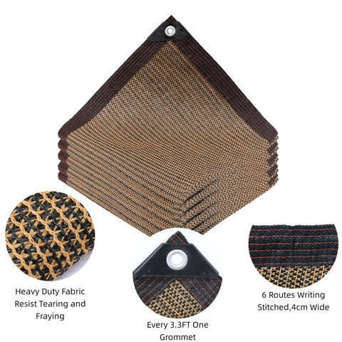 Mocha Shade Cloth With Grommets And Ropes For Outdoor Patio Pergola 80 Percent UV Blocking Sun Shade 10 By 20 Feet Mesh Cover Details