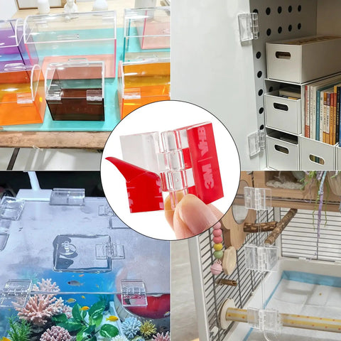 Clear Acrylic Tiny Hinges 10 Pack Self Adhesive 33 x 25 Millimeters used on colorful boxes and cabinets