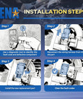 Installation steps for Rugged Cylinder Head Temperature Sensor For Ford F150 Super Duty Explorer Replaces TS653, showing diagnostics and replacement.