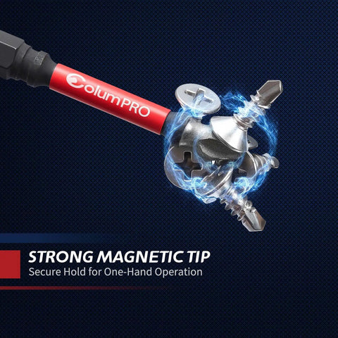 Diamond Grit PH2 Screwdriver Bit demonstrating strong magnetic tip with fasteners attached