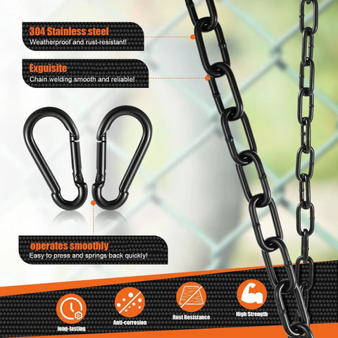 Tough As Nails Stainless Steel Gate Chain Locks 6 Pack Adjustable Link Chains with carabiners for rust-resistant outdoor use.
