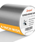 Grey Window Screen Repair Kit 4 Inch By 30 Foot Fiberglass Mesh Patch Tape For Windows Or Doors With Ultra Strong Adhesive Easy No Tools Patch For Tears And Holes In Screens Fast Durable Fix