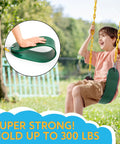 Child on 2 Pack Green Swing Seats Heavy Duty With 66 Inch Chains And Snap Hooks For Kids Outdoor Swing Set Replacement