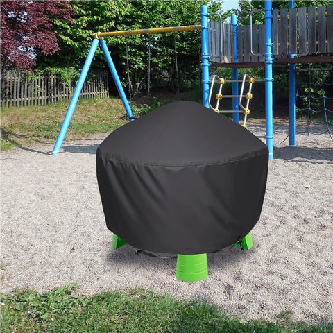Heavy Duty Kids Water Table Cover For Outdoor Use 34 Inch Square 18 Inch High Waterproof Dustproof UV Protection Fits Splash Pond Rain Showers Water Table 600D Oxford Canvas Cover Only set on a playground.