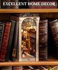 DIY Book Nook Kit European Arcade Street Scene With LED Lighting 3D Wooden Puzzle Miniature House For Bookshelf Dust Free Desktop Decor Epic Gift For Mom Dad Teens And Book Lovers