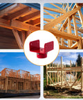 2 Pack U Shaped Bottle Jack Post Adapter For 4x2 4x4 4x6 Wood Beams Heavy Duty Steel Beefy U Head Stand Adapter For Beam And Joist Lifting In Home Construction And Repair Red shown with wooden beams in construction