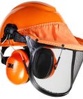 Lumberjack Hard Hat System With Pinlock Suspension, Mesh Visor, Peltor Ear Muffs, Debris And Water Sealer, Low Pro Fit, Orange