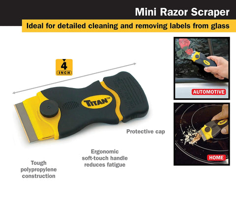 4-inch mini razor scraper from 2-Piece Multi-Purpose And Mini Razor Scraper Set With protective cap and ergonomic handle