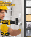 Square slot cutter, stainless steel, 2-pack, for drywall outlets; fits Dewalt 20V & Milwaukee M18 tools.