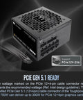 Beefy 850W ATX 3.1 Power Supply With Native PCIe 5.1 Connector, 80 Plus Gold Efficiency, Smart Zero Fan, Quiet Operation, 12V 2x6 Pin Support, Rugged Build, 5 Year Warranty For High End Gaming Rigs, modular PSU with PCIe 12V-2x6 cable
