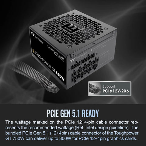Beefy 850W ATX 3.1 Power Supply With Native PCIe 5.1 Connector, 80 Plus Gold Efficiency, Smart Zero Fan, Quiet Operation, 12V 2x6 Pin Support, Rugged Build, 5 Year Warranty For High End Gaming Rigs, modular PSU with PCIe 12V-2x6 cable